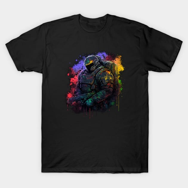 Galactic Guardian: Space Marine Graffiti T-Shirt by Abili-Tees